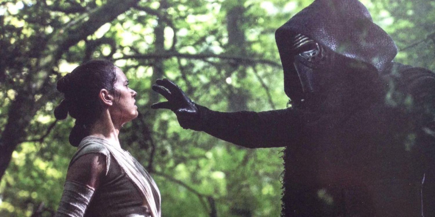 Rey and Kylo Ren in The Force Awakens