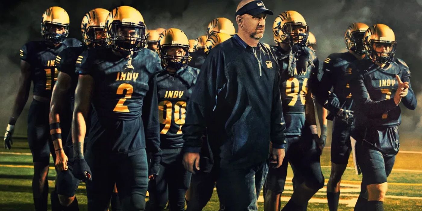 Coach Jason Brown in front of his players on the field in Last Chance U