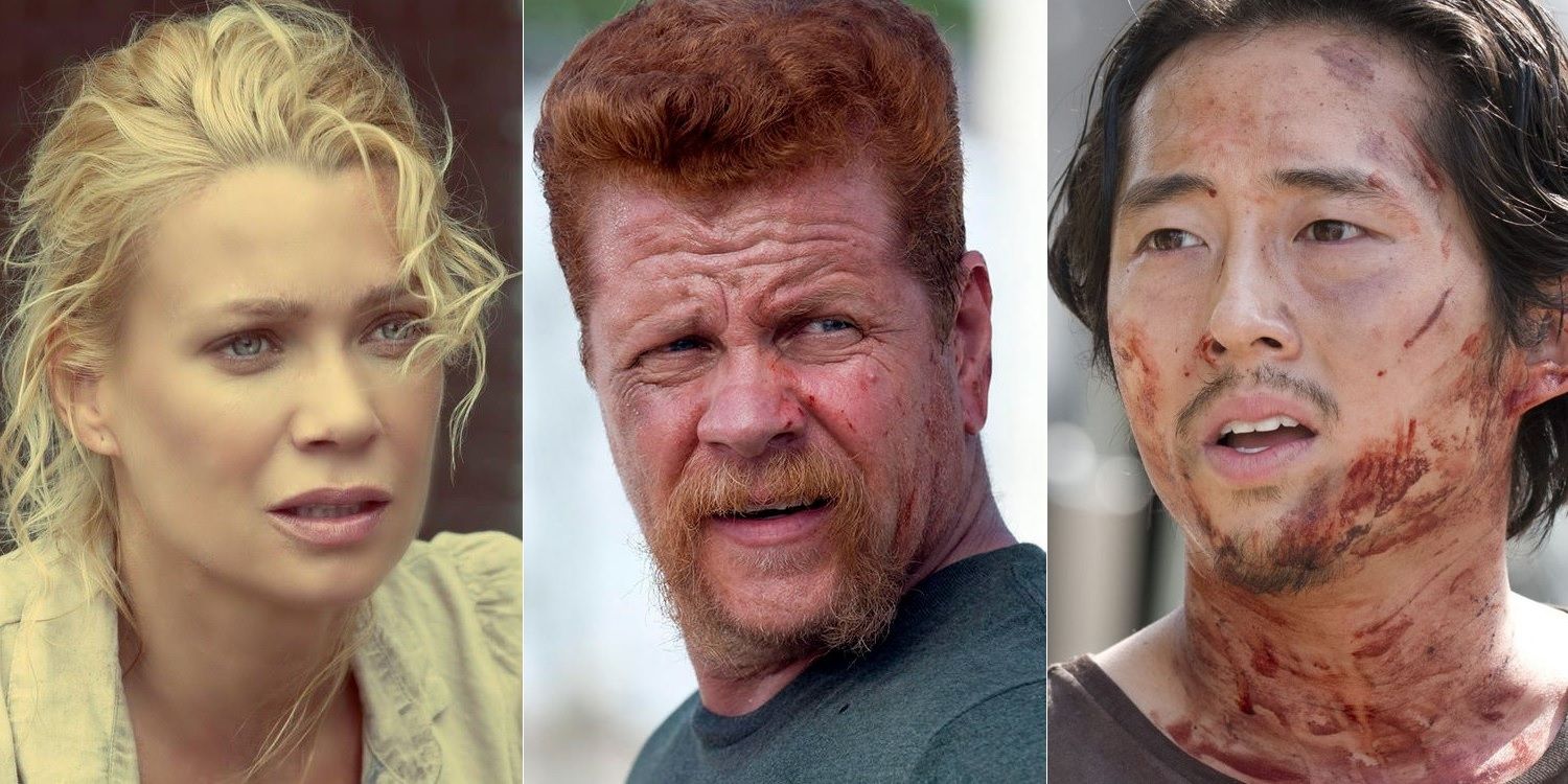 Laurie Holden as Andrea, Michael Cudlitz as Abraham and Steven Yeun as Glenn in Walking Dead
