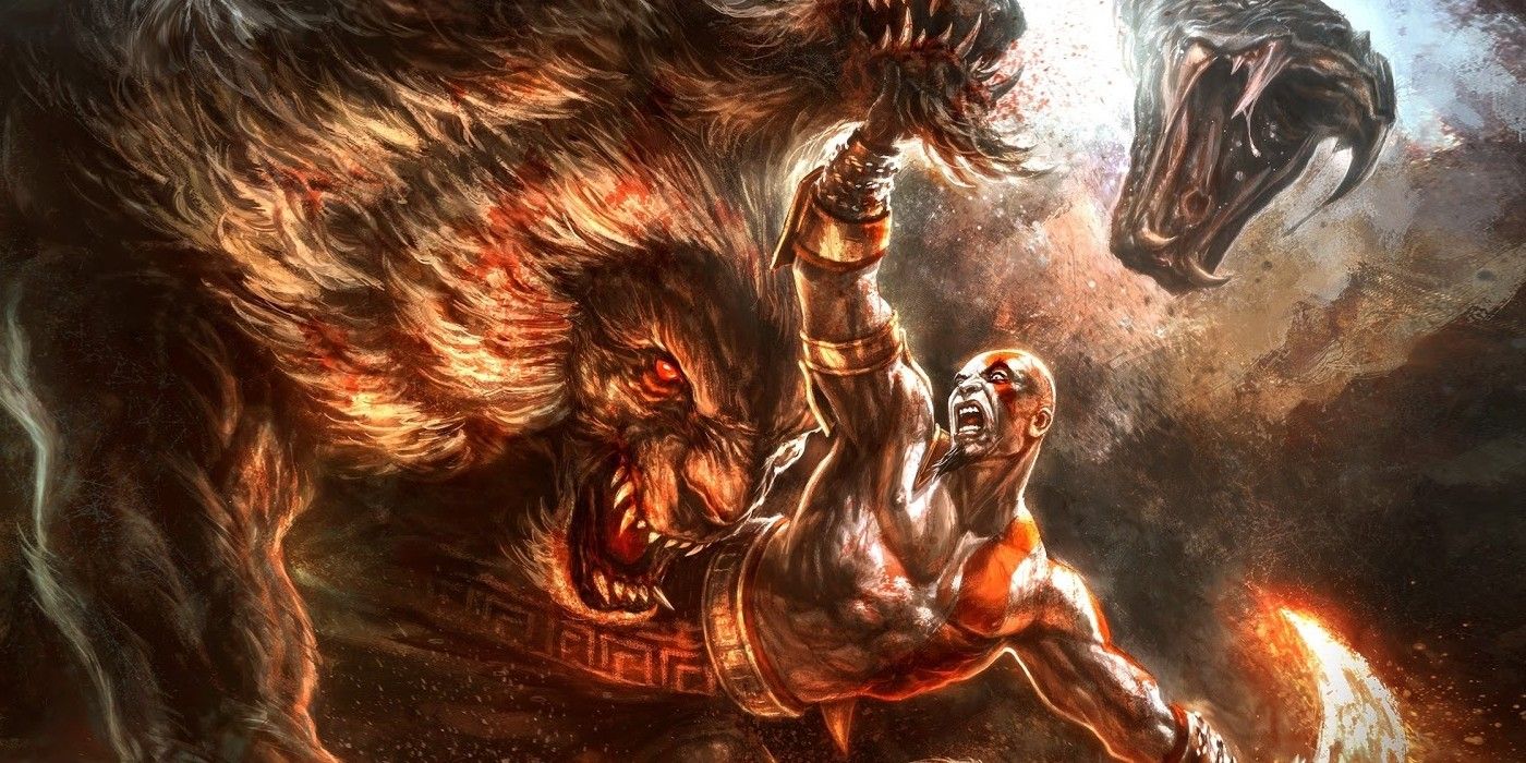 Kratos battles a Chimera in God of War Ghost of Sparta