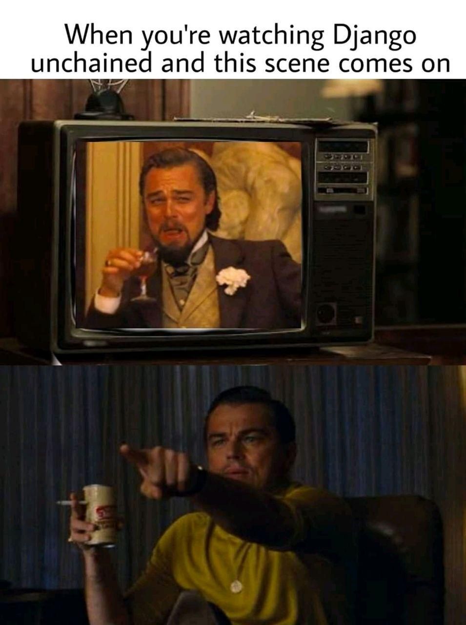 Leanrdo DiCaprio Django Once Upon a Time in Hollywood mashup meme