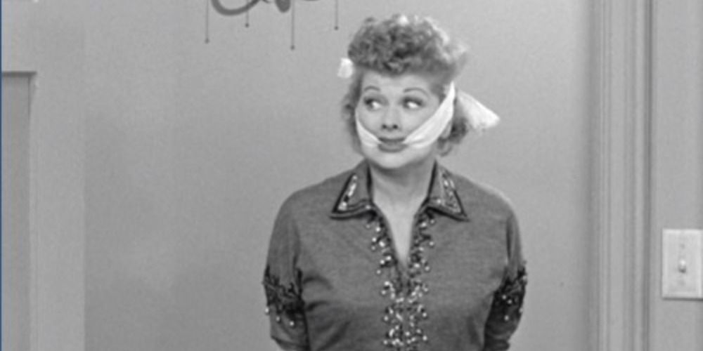 Lucy gagged in an episode of I Love Lucy.