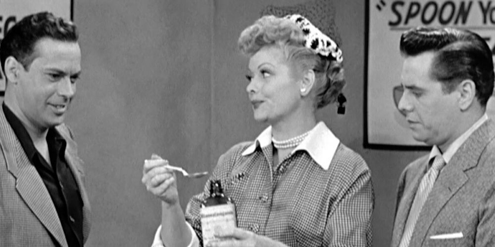 Lucy and Ricky at an audition in an episode of I Love Lucy.