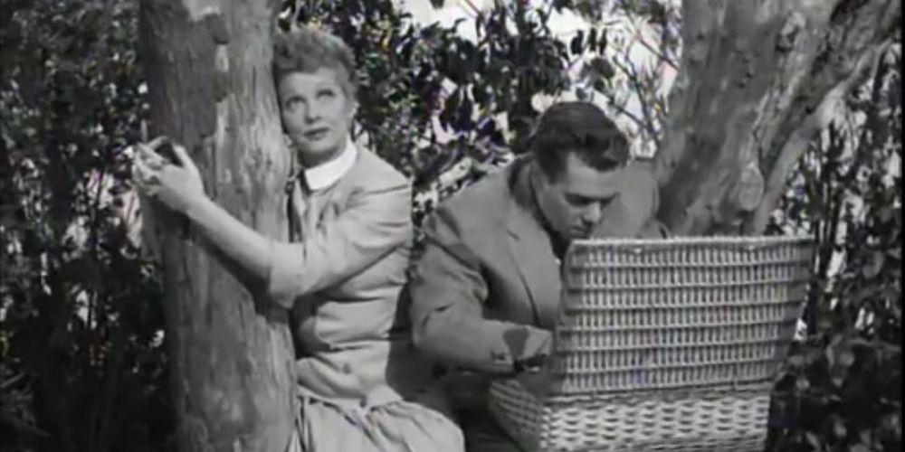 Ricky and Lucy on a picnic in an episode of I Love Lucy.