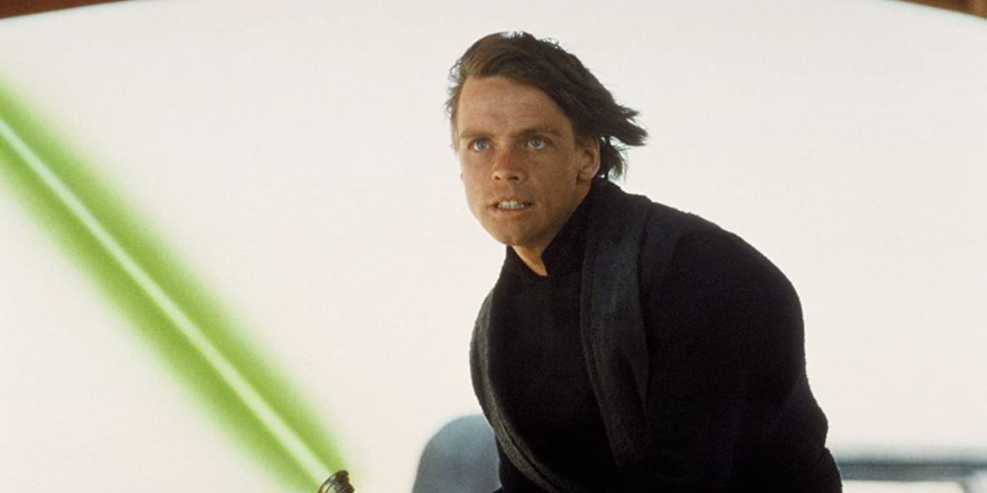 Luke Skywalker wielding his lightsaber in Return of the Jedi