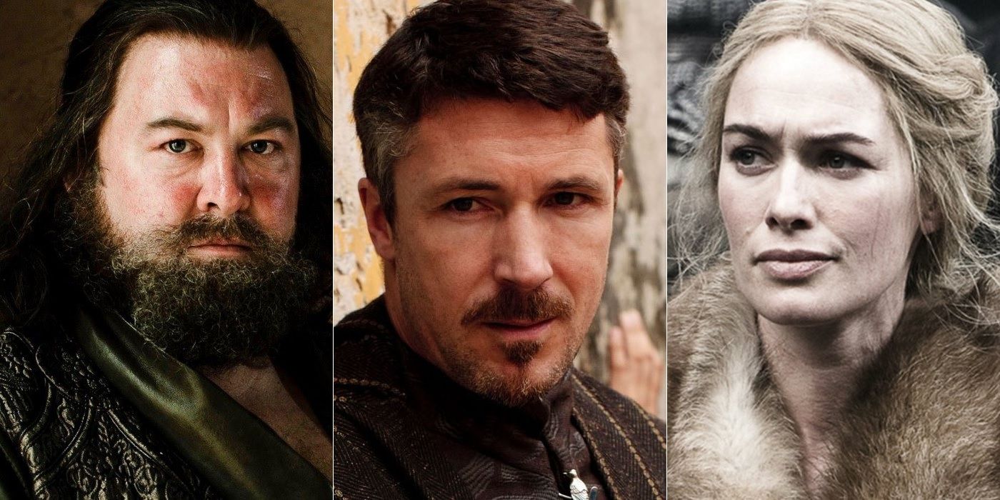 Mark Addy as Robert Baratheon, Aidan Gillen as Petyr Littlefinger Baylish and Lena Heady as Cersei Lannister in Game of Thrones
