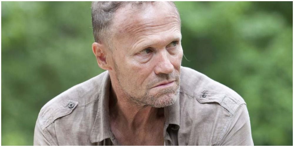 Merle Dixon looking to the right of the camera in The Walking Dead