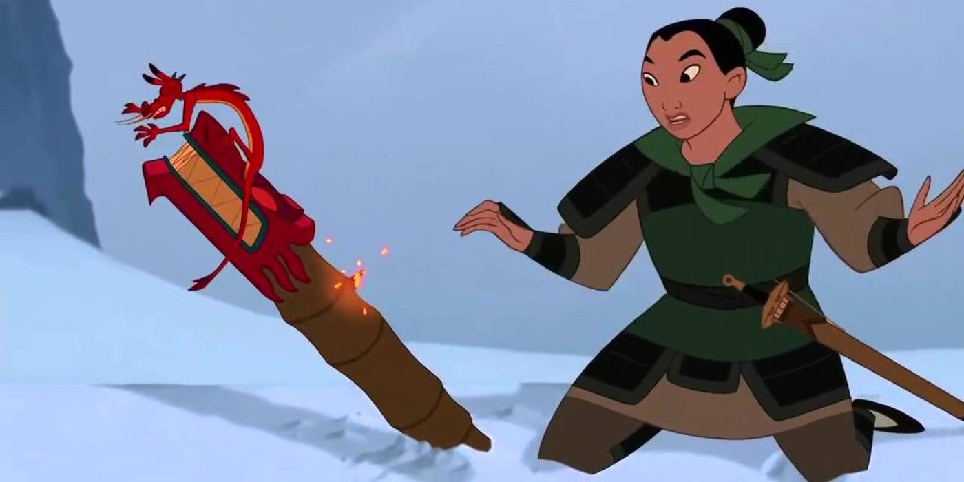 Mulan launches a rocket in Disney's animated film