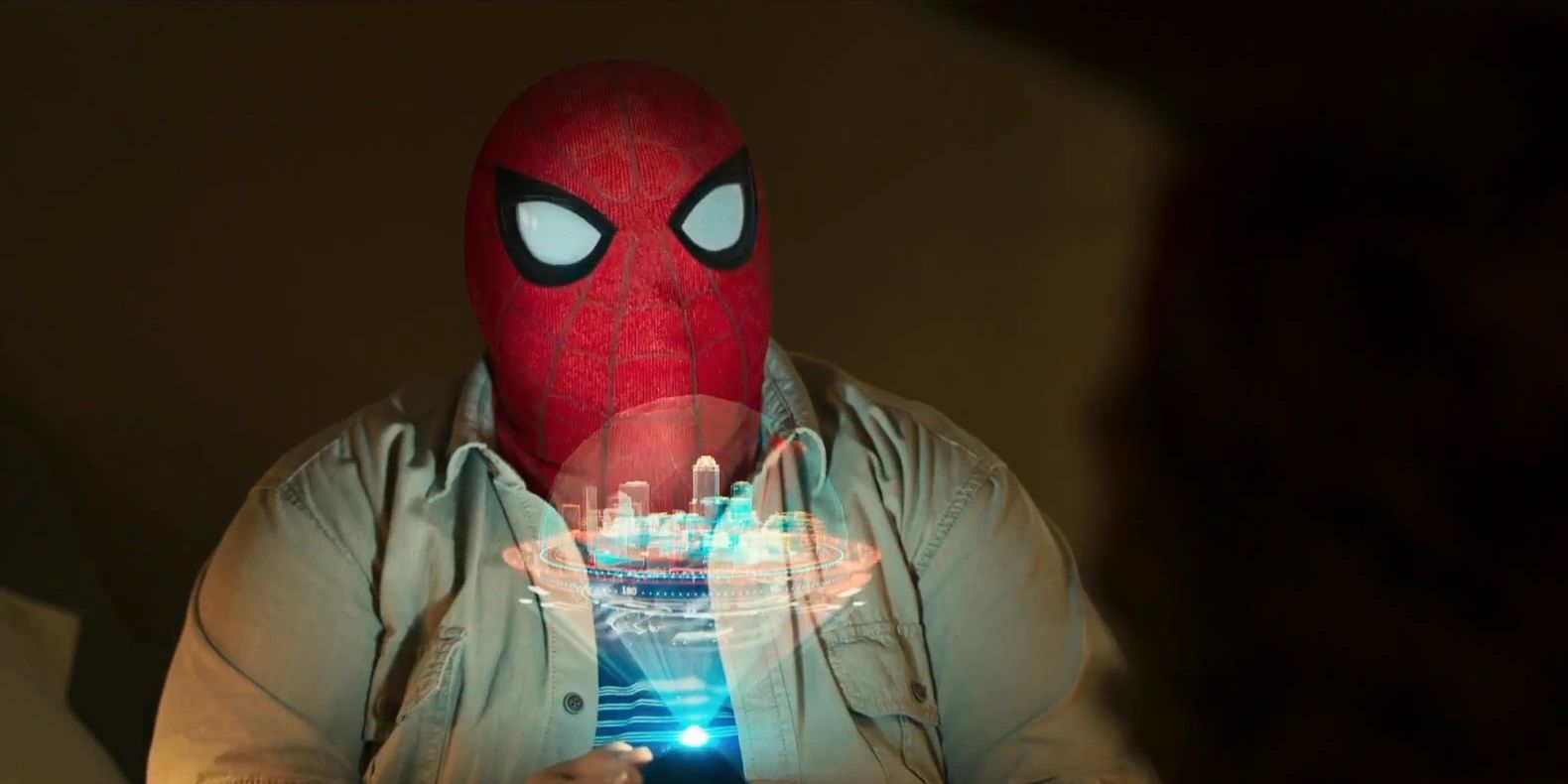 Ned wearing a Spider-Man mask in Spider-Man Homecoming