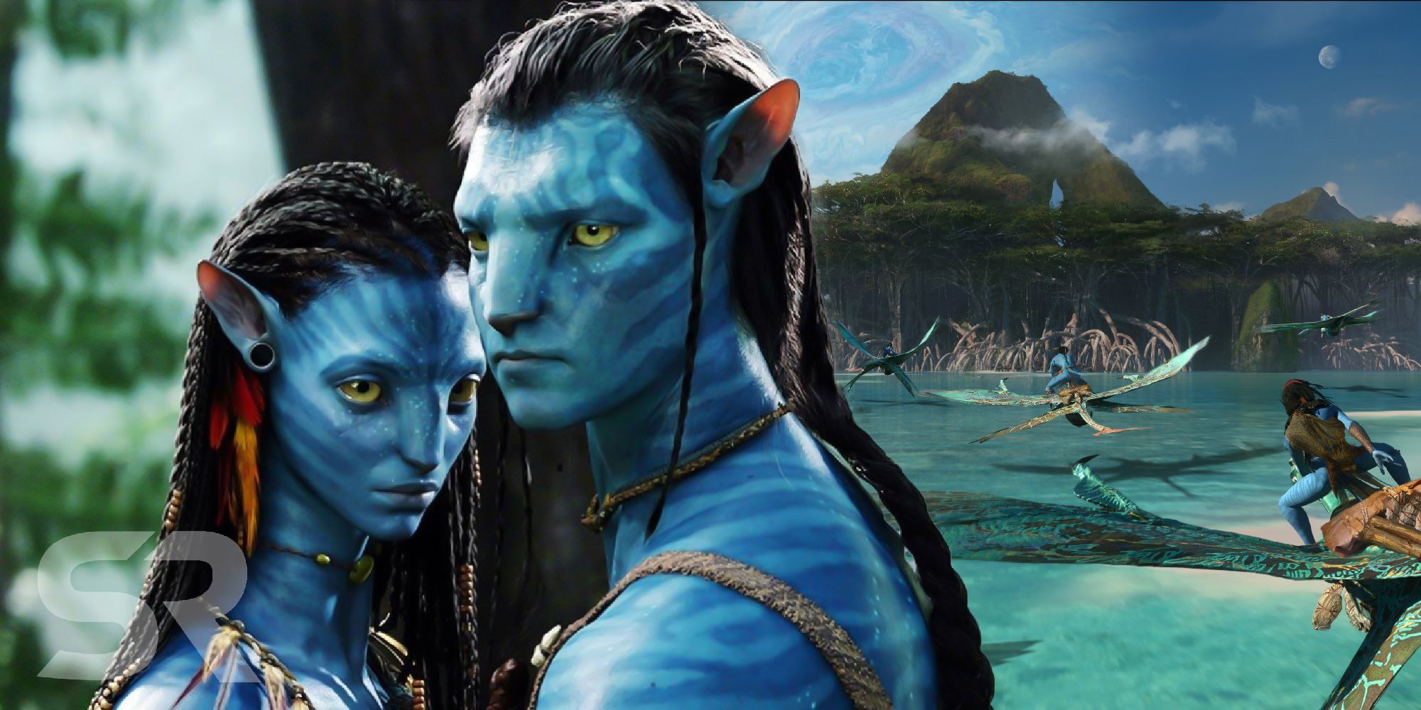 Neytiri and Jake Sully in Avatar and Avatar 2 concept art