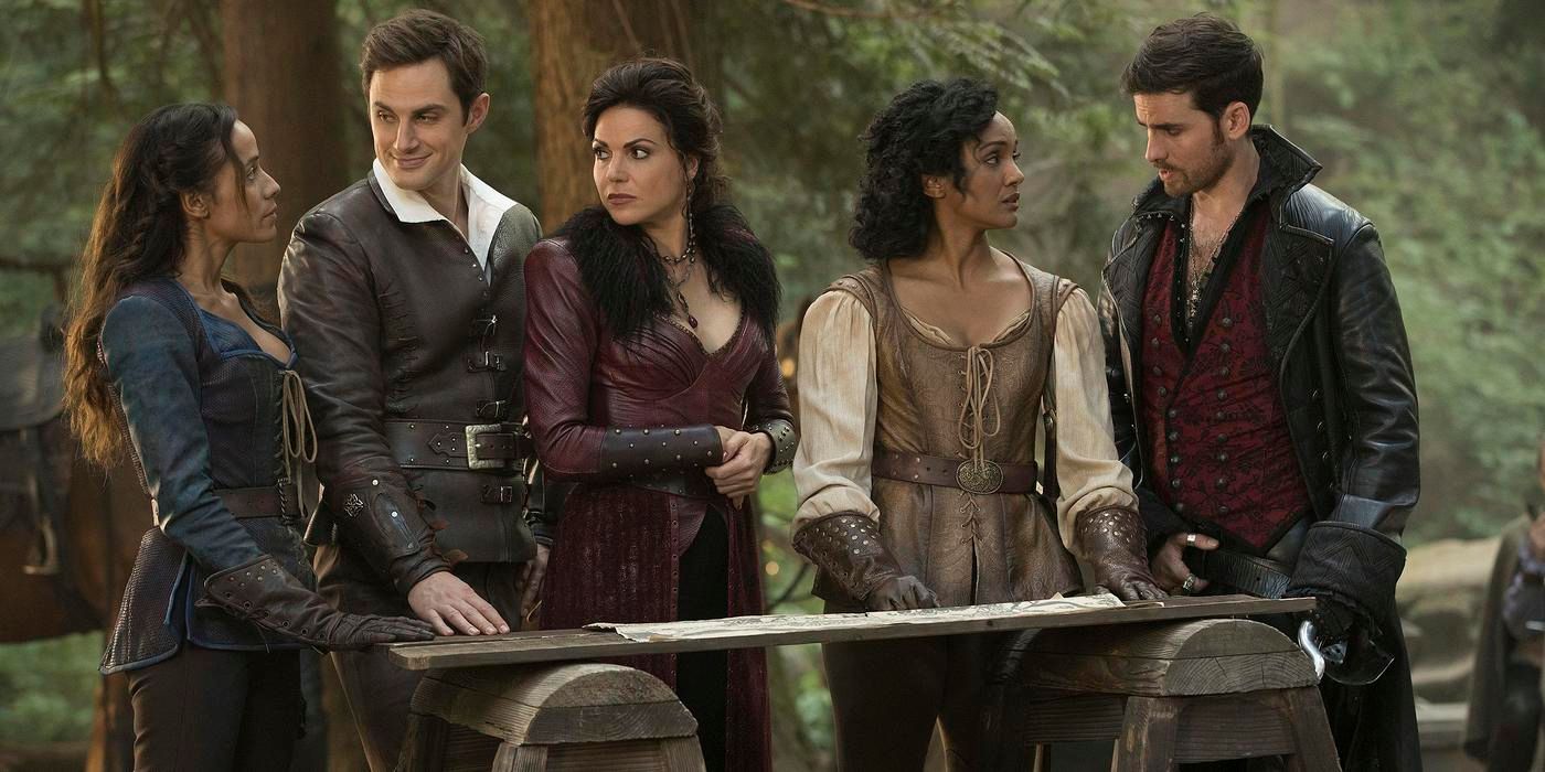 The characters of Once Upon A Time in the woods