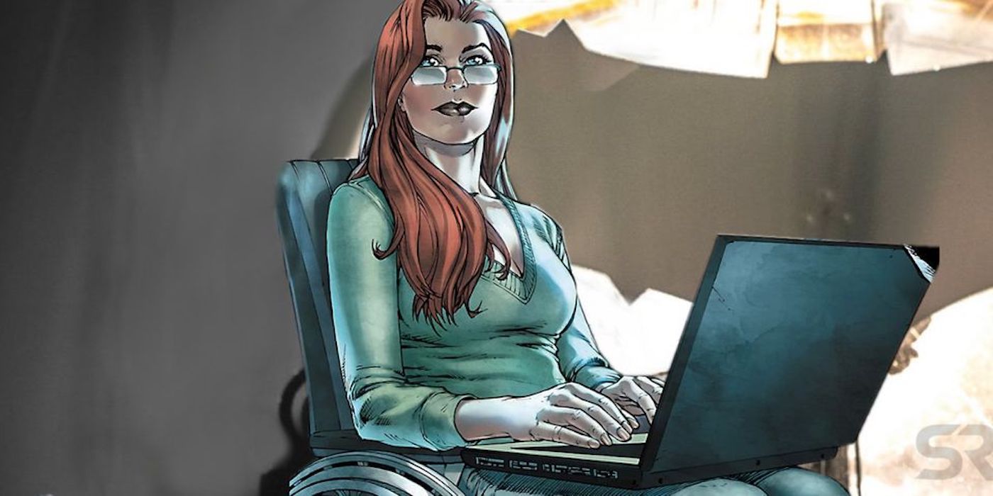Oracle looks up from her computer in Batman