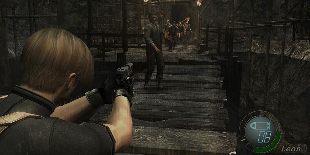 A scene from the game Resident Evil 4.