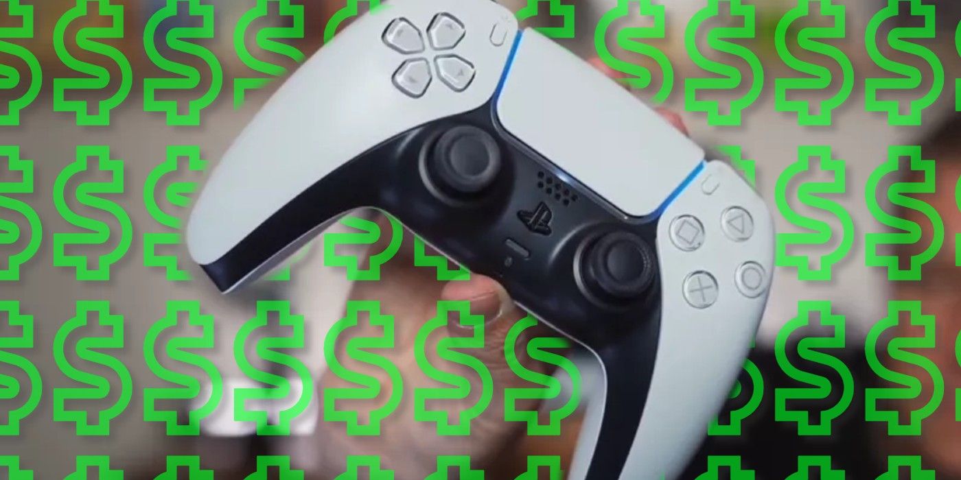 PS5 Controller with dollar signs in the background.