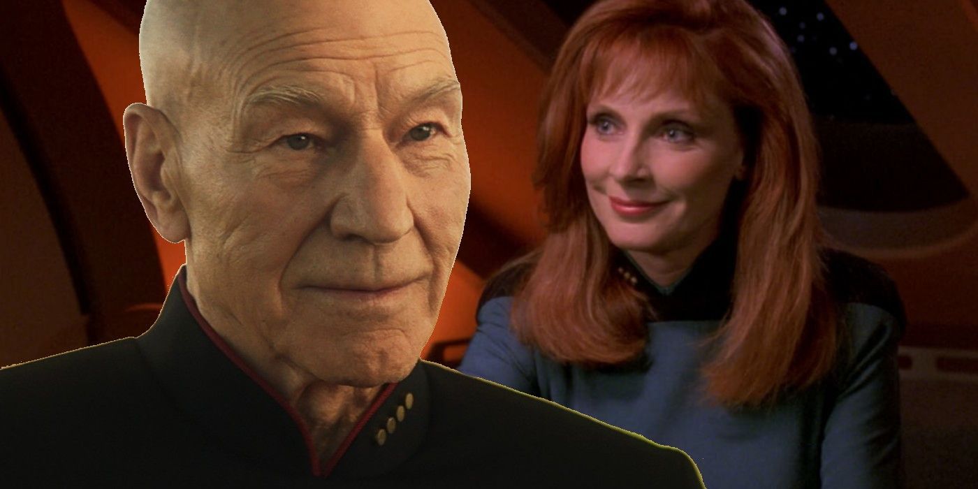 Patrick Stewart as Jean-Luc Picard and Gates McFadden as Beverly Crusher in Star Trek Next Generation