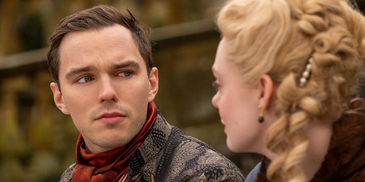 Peter III (Nicholas Hoult) looking at Catherine (elle Fanning) on The Great