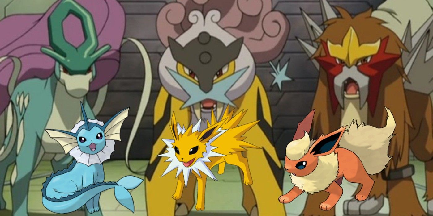 The johto Legendary Beasts: Suicune, Raikou, and Entei