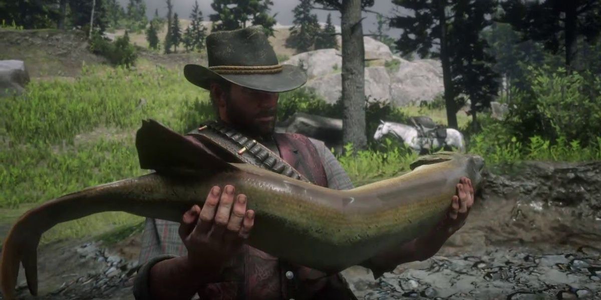 Arthur Morgan goes fishing in Red Dead Redemption 2