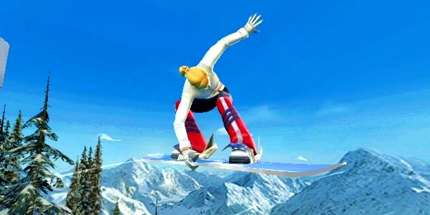 A snowboard jumps off a ramp in SSX 3
