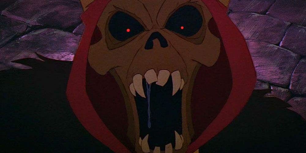 The Horned King showing his teeth in The Black Cauldron