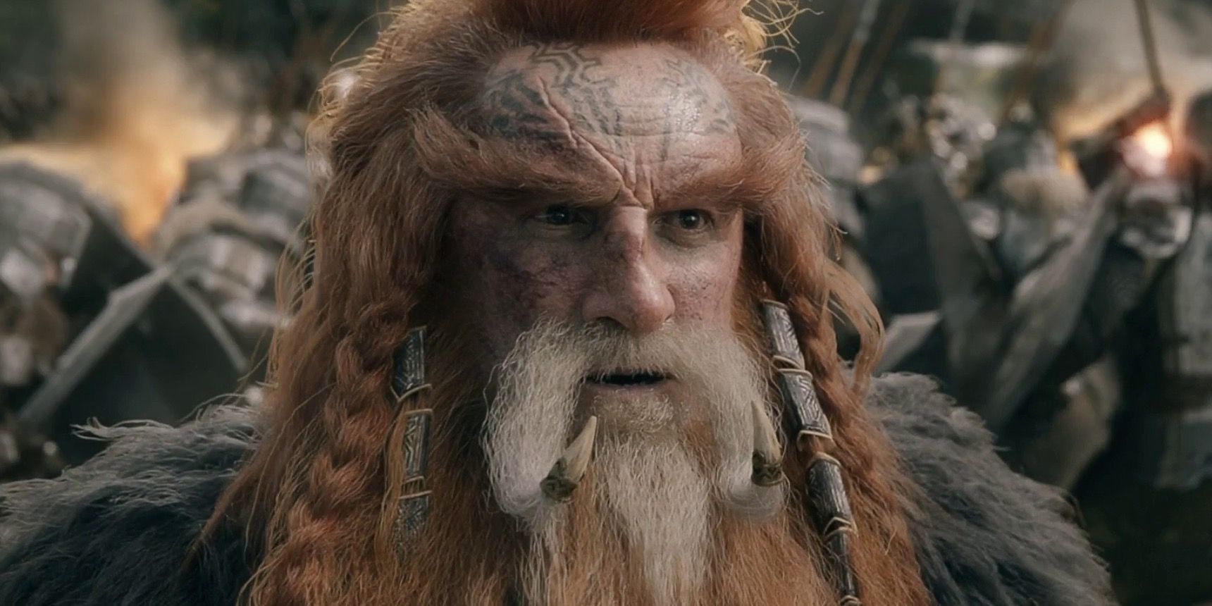 An image of Dain II Irontfoot looking serious in The Hobbit: The Battle of Five Armies