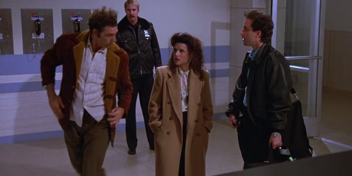 Kramer, Elaine, and Jerry at the airport on Seinfeld