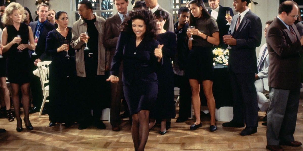 Elaine dancing in an office party in Seinfeld