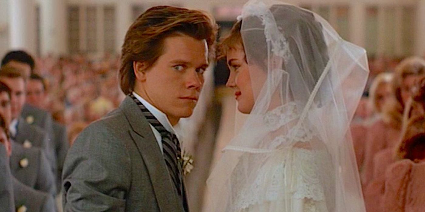 Kevin Bacon standing at the altar in the wedding scene for She's Having a Baby.