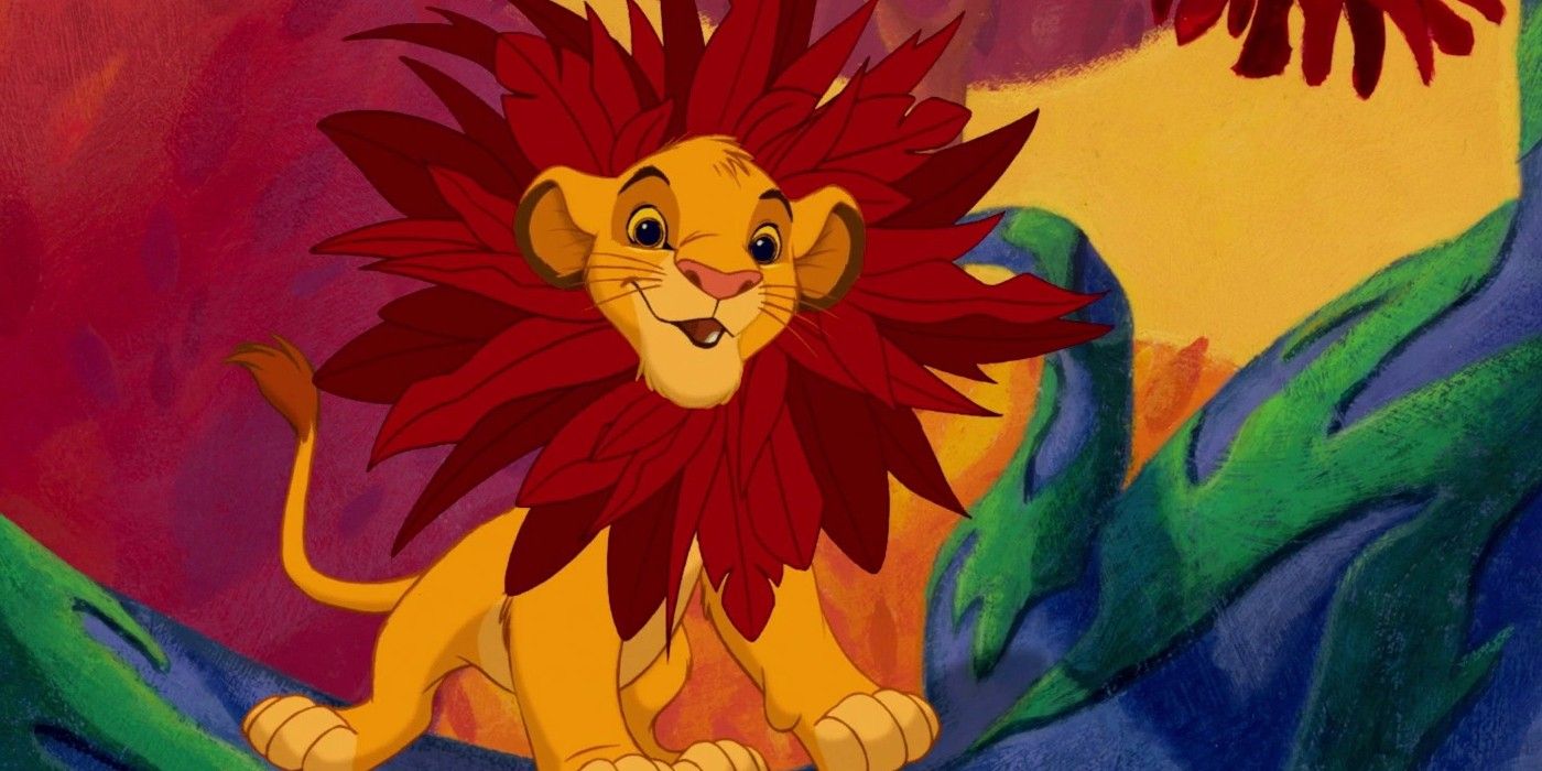 Simba with a leaf mane singing I Just Can't Wait to Be King in The Lion King.