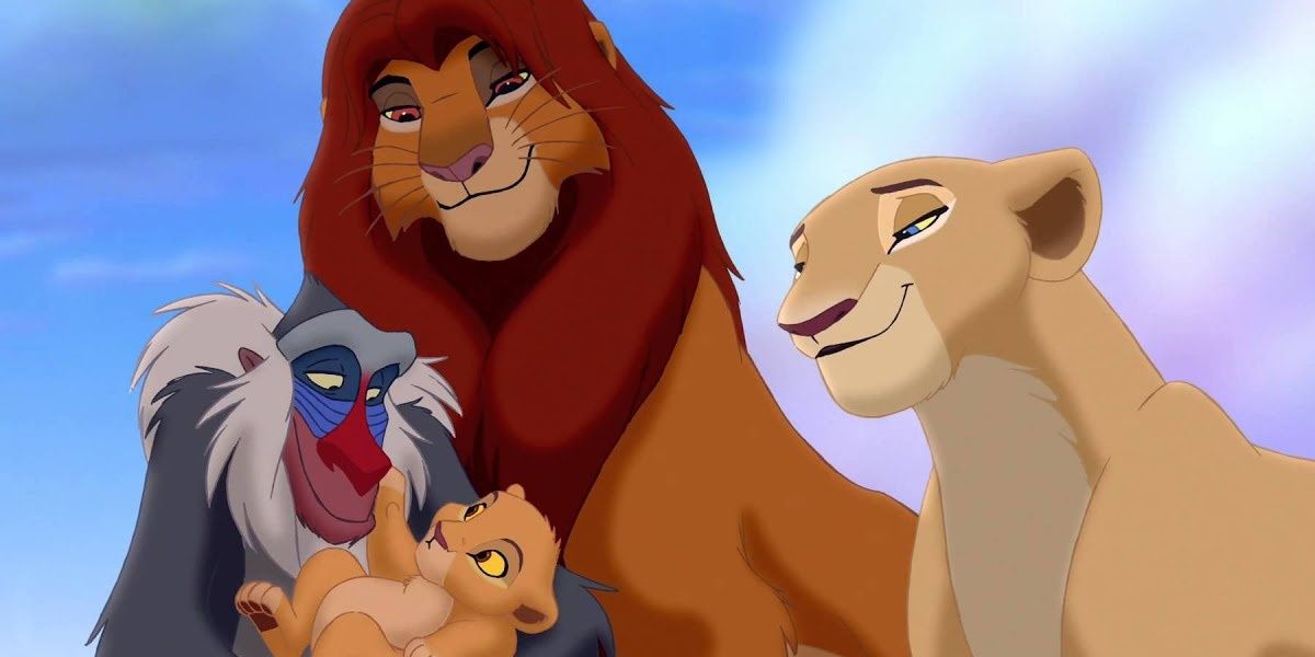 The opening scene of The Lion King with Rafiki welcomes Simba's cub