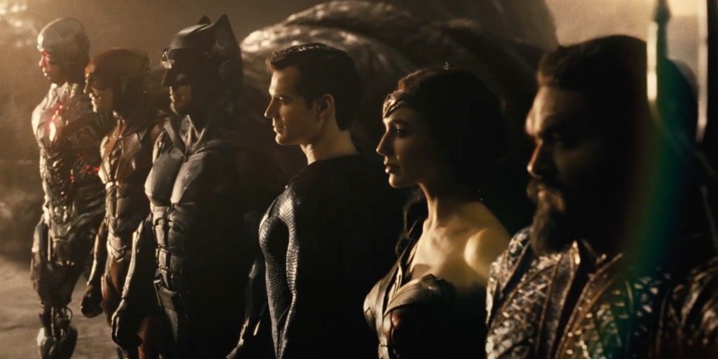 The Justice League stands shoulder to shoulder. 