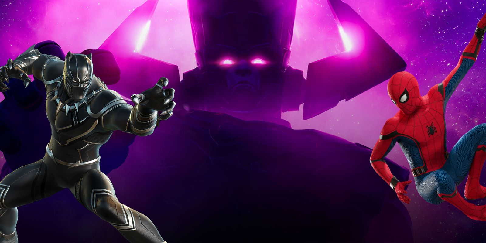 Spider-Man and Black Panther vs Galactus in Fortnite