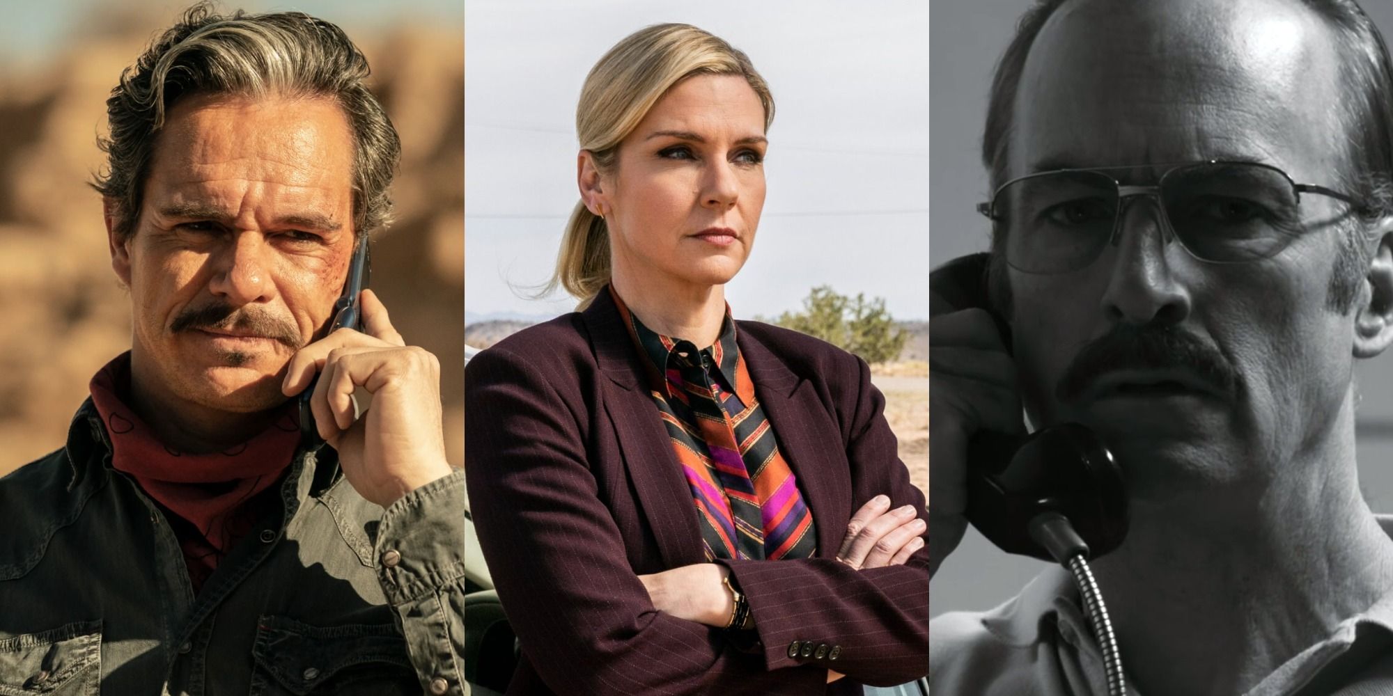Split image of Lalo, Kim and Gene in Better Call Saul