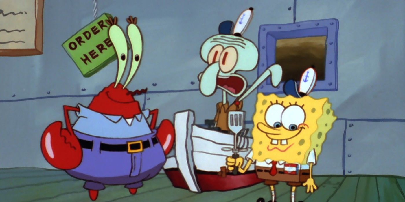 Mr Krabs hires SpongeBob, much to Squidward's annoyance,