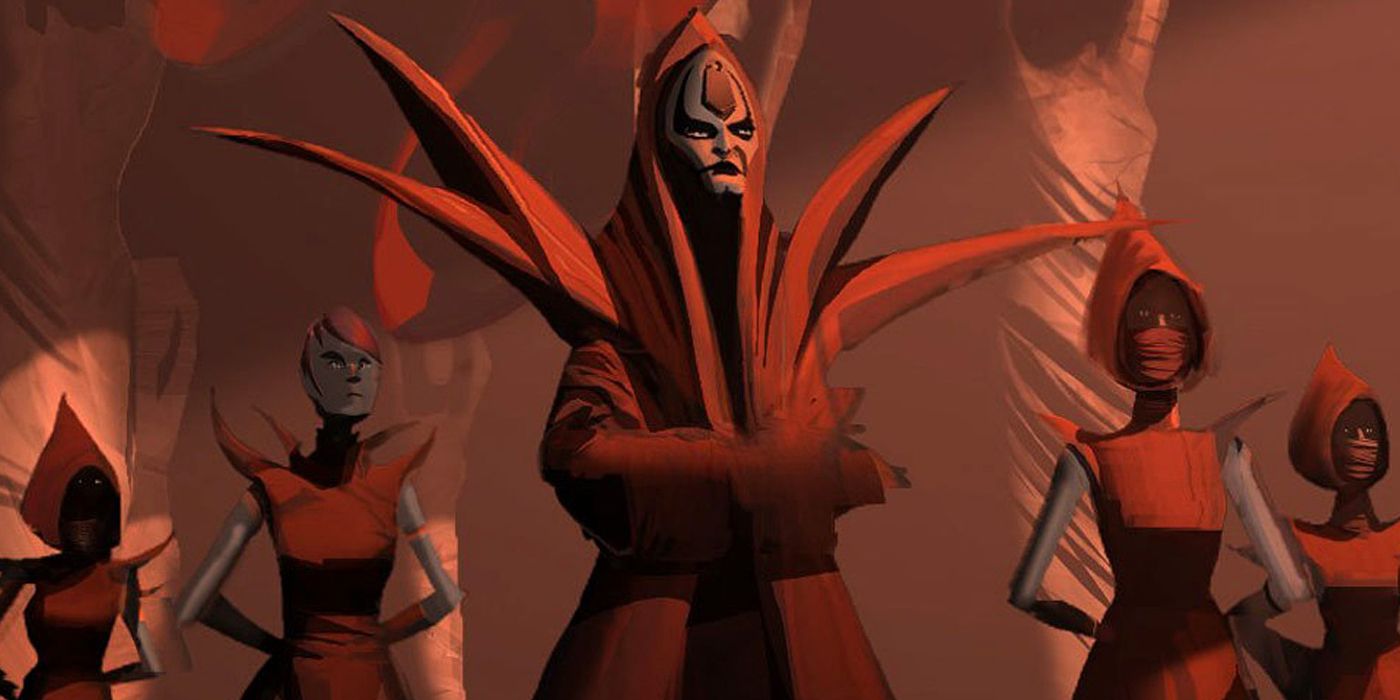 The Nightsisters of Dathomir stand with Mother Talzin in the front