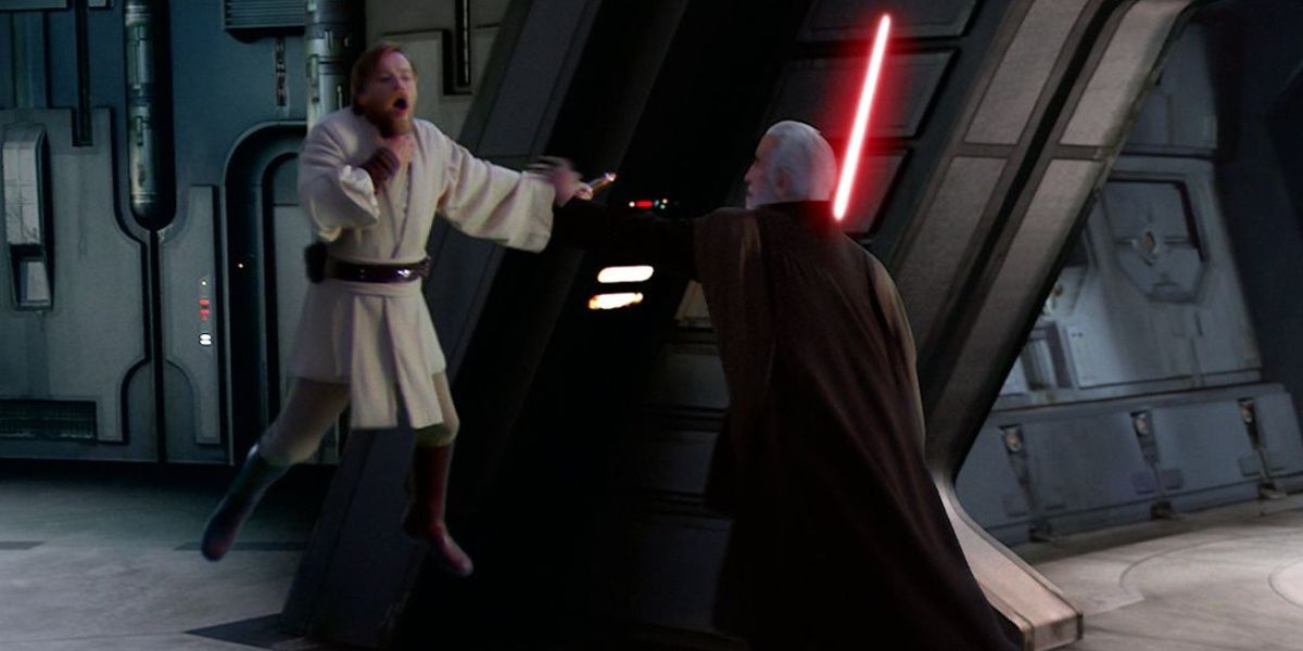 Count Dooku force chokes Obi-Wan and incapacitates hm during their duel on the Invisible Hand in Revenge of the Sith