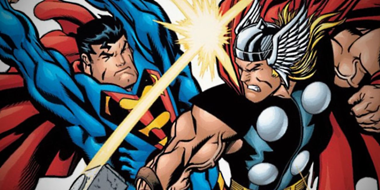 Superman vs Thor in Comic Fight