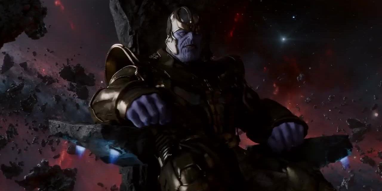 Thanos on his throne in Guardians of the Galaxy
