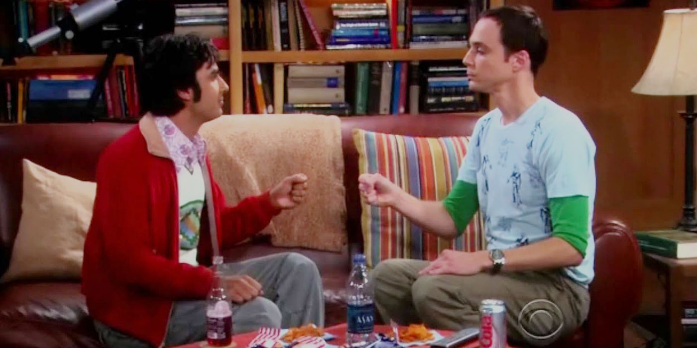 Sheldon teaches Raj how to play Rock, Paper, Scissors, Lizard, Spock