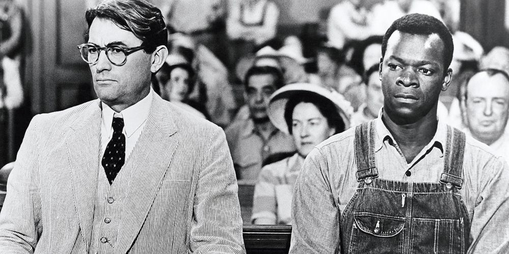 Atticus and Tom sitting in court in To Kill a Mockingbird