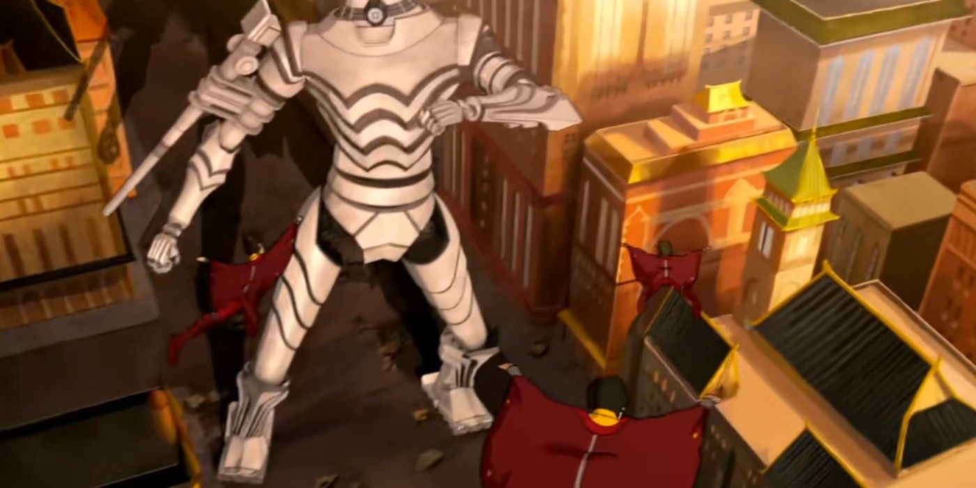 Kuvira ataca Republic City com armadura Colossus em The Legend of Korra