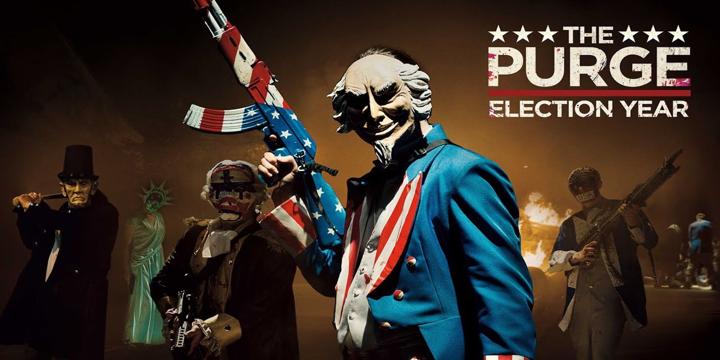 Um pôster promocional do filme de terror de 2016 The Purge: Election Year.