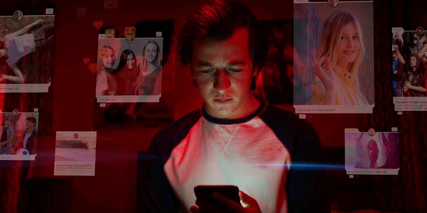 The Social Dilemma Netflix- a teen boy addicted to his phone.