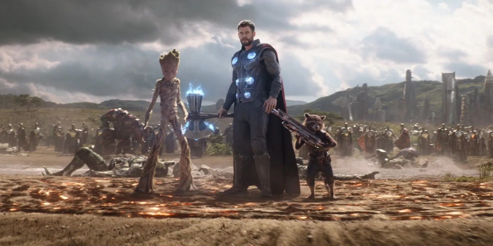 Thor Rocket and Groot in Avengers Infinity War