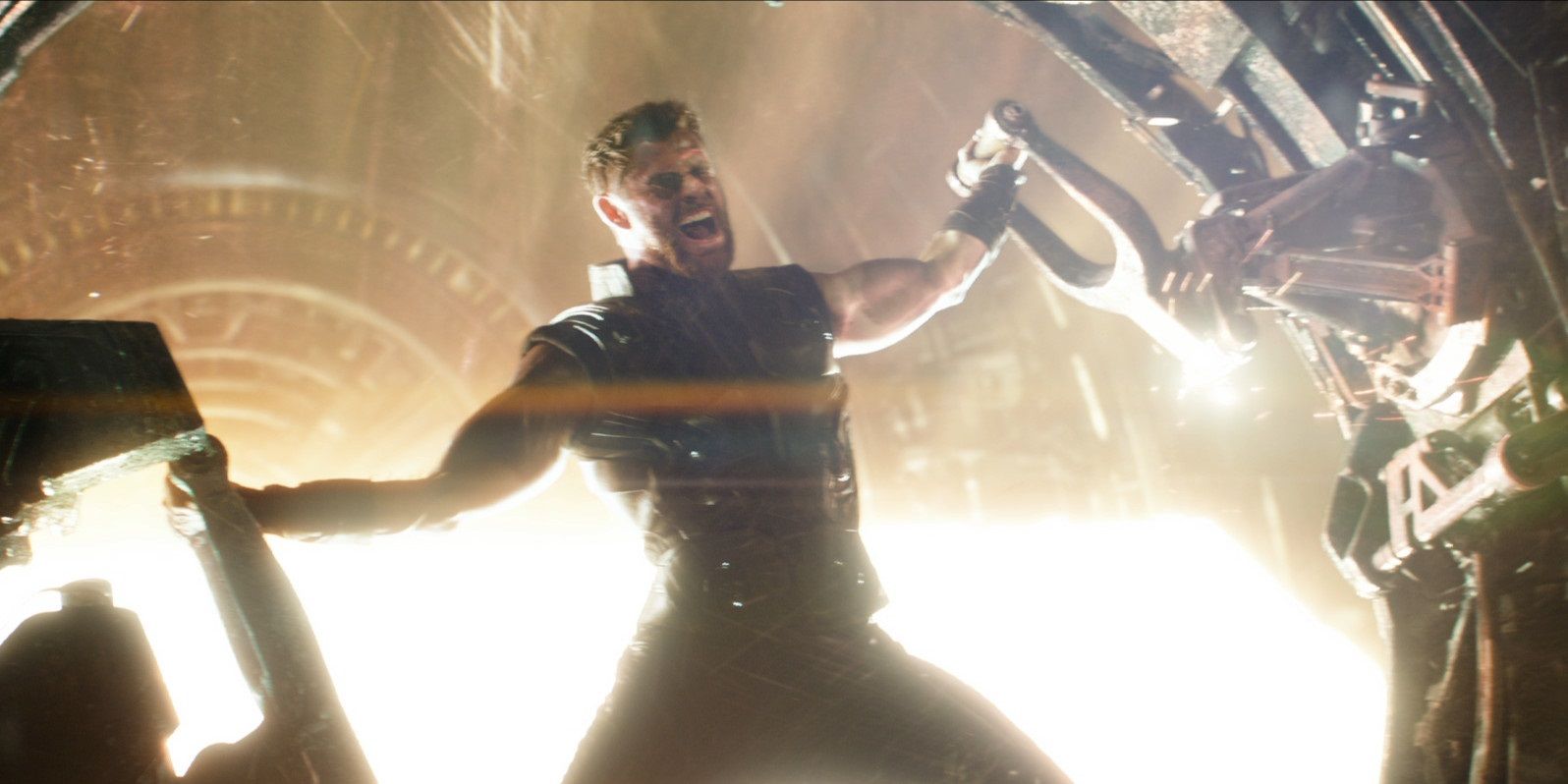 Thor crafting Stormbreaker in Avengers: Infinity War