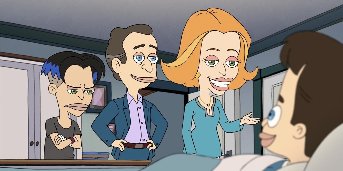 Diane talking to a boy in a hospital bed in Big Mouth.