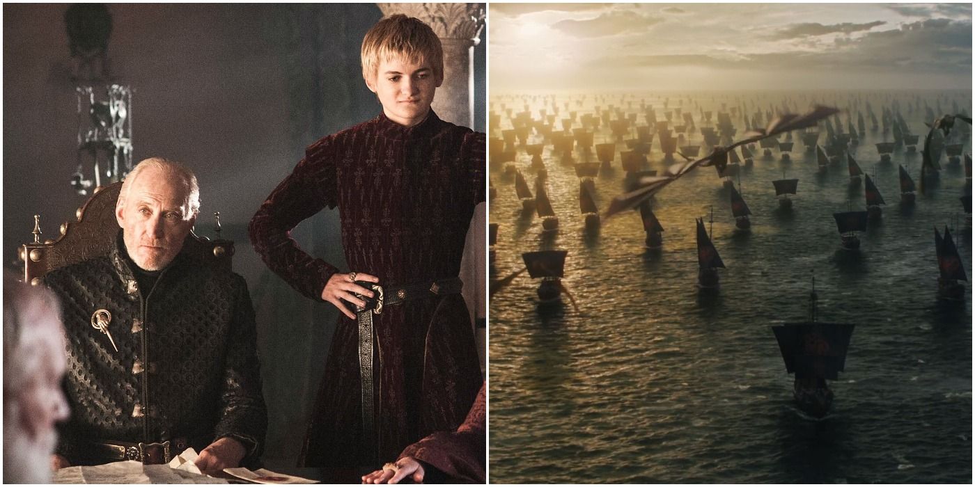 Tywin Lannister, King Joffrey and the Targaryen fleet.
