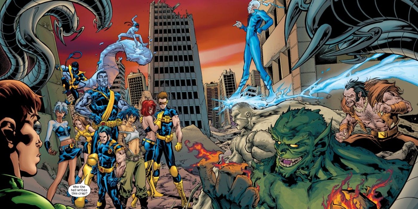 Ultimate X-Men face off against the Sinister Six in Marvel Comics.