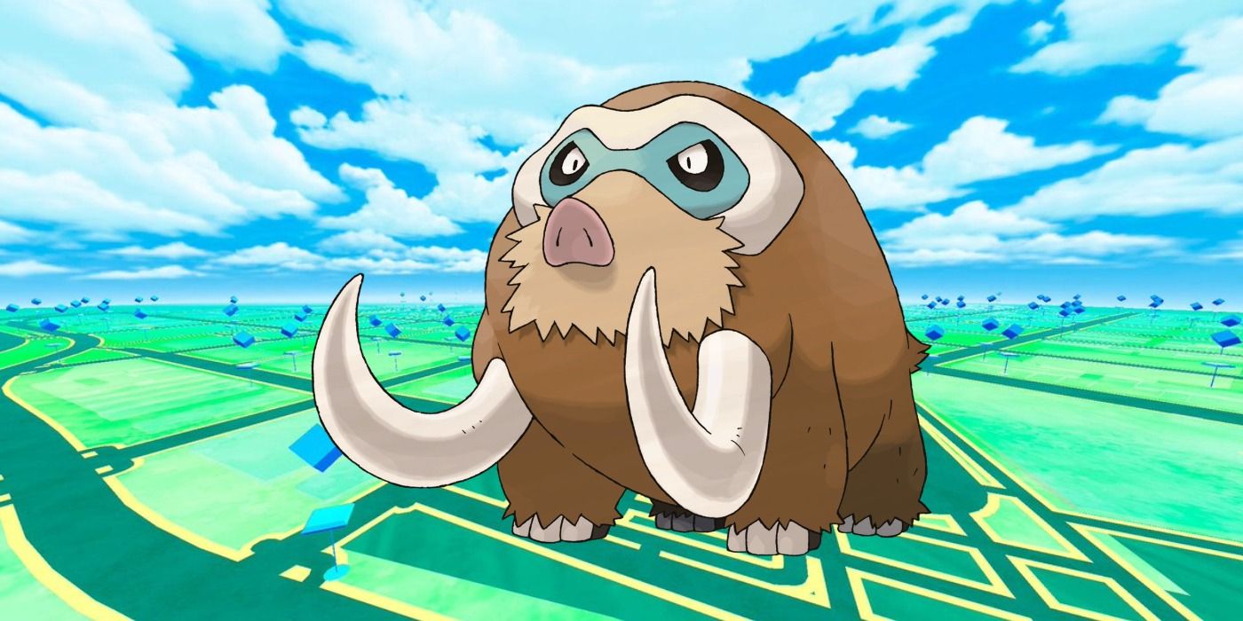 Mamoswine appears on a Pokemon GO background