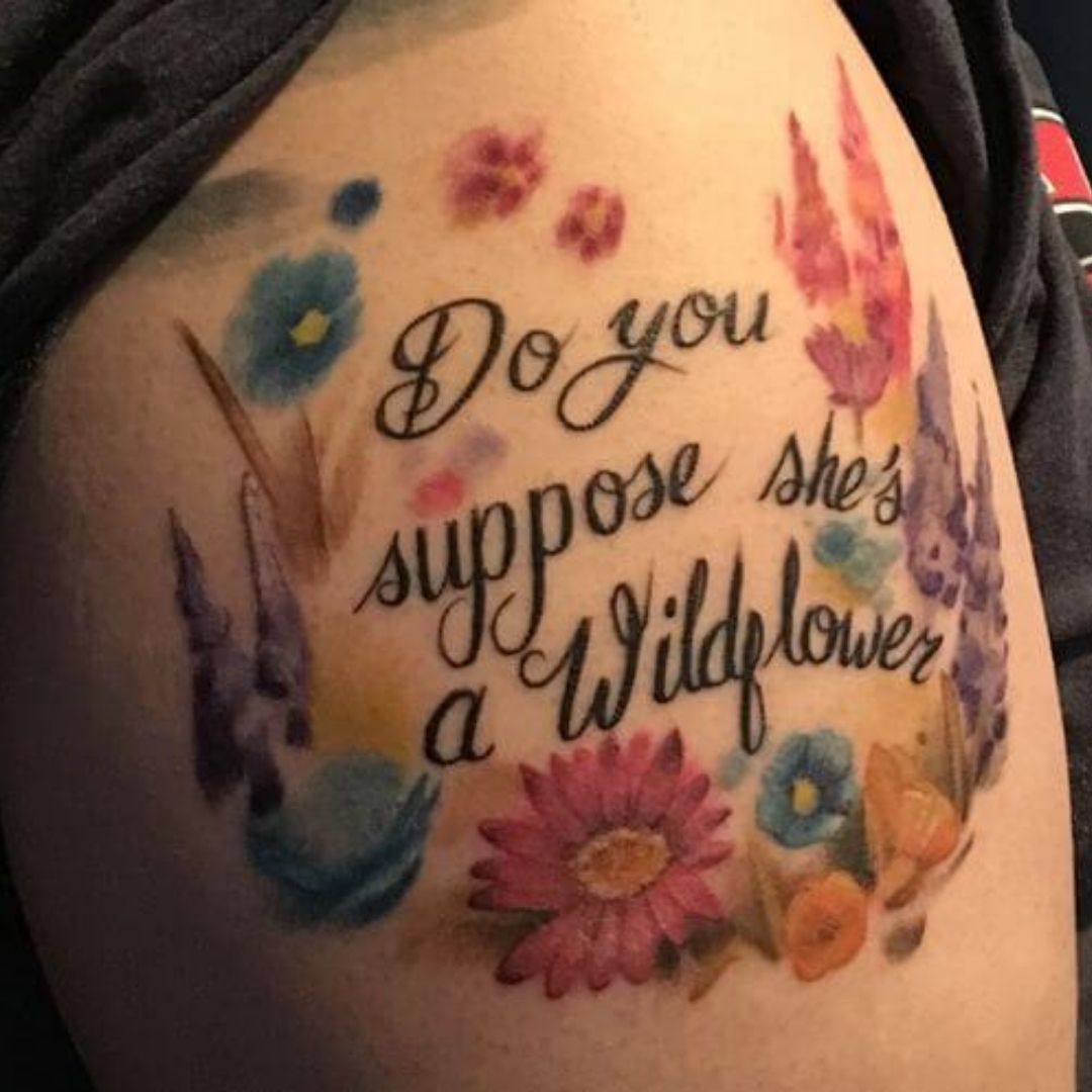 alice in wonderland wildflower tattoo